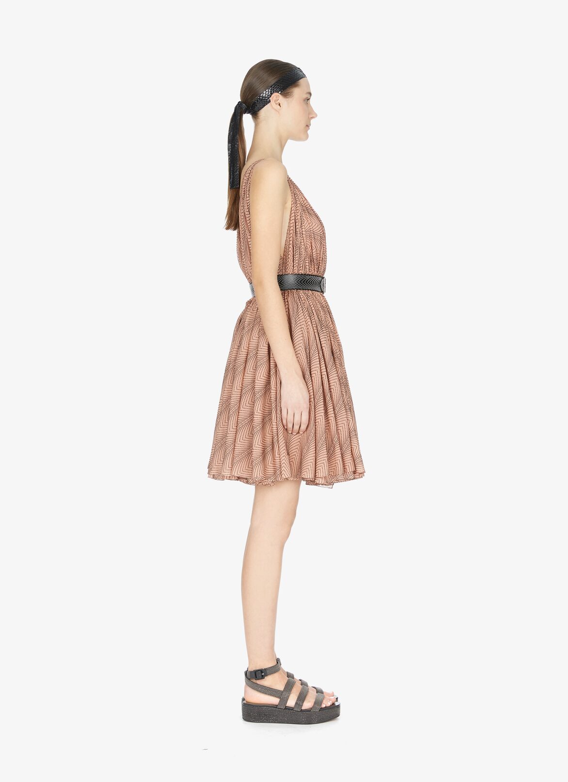 SLEEVELESS DRESS SOIE BOA NUDE/BLACK ALAÏA BLUSH/BLACK  SLEEVELESS DRESS SOIE BOA NUDE/BLACK